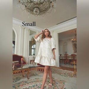NWT Bride to Be Lola Jacquard Ruffle Shift Dress Sugarlips Small